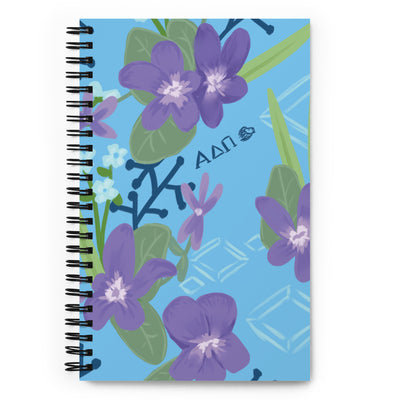 Alpha Delta Pi Woodland Violet Print Spiral Notebook showing front cover in full view