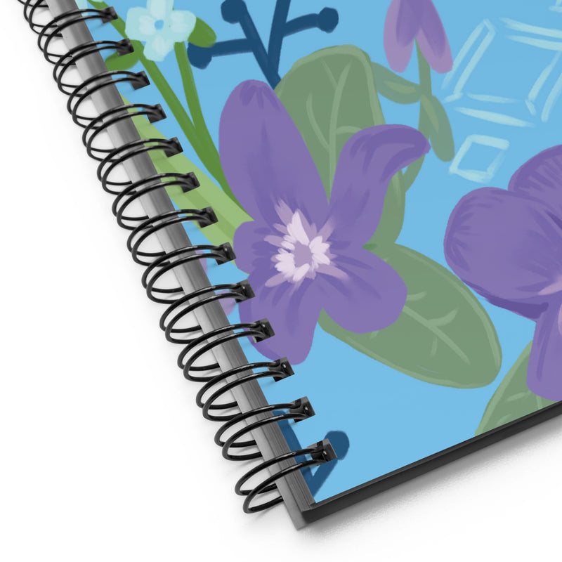 Alpha Delta Pi Woodland Violet Print Spiral Notebook shown with product detail