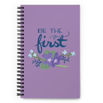 Alpha Delta Pi Be The First Motto Spiral Notebook shown in full view with motto design