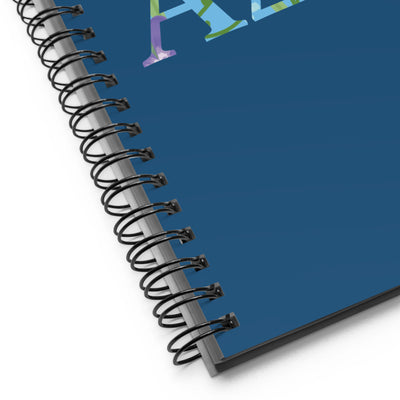 Alpha Delta Pi Greek Letters Spiral Notebook shown in close up view