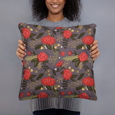 Alpha Gamma Delta 1904 Founding Date Pillow showing floral print on back