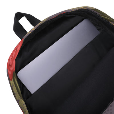 Alpha Gamma Delta Rose print backpack showing inside pocket 