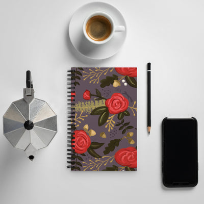 Alpha Gamma Delta Red Rose Floral Print Spiral Notebook
