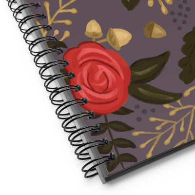 Alpha Gamma Delta Red Rose Floral Print Spiral Notebook showing product detail