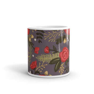 Alpha Gamma Delta Floral Pattern Glossy Mug in 11 oz size showing print wrapping around mug
