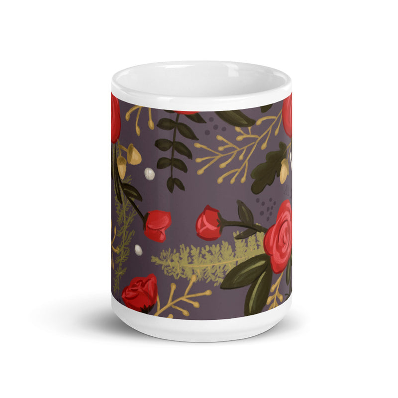 Alpha Gamma Delta Floral Pattern Glossy Mug in 15 oz size showing print wrapping around mug