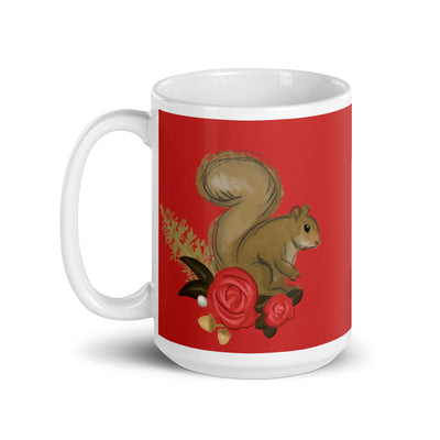 Alpha Gamma Delta Squirrel Red Glossy Mug in 15 oz size with handle on left