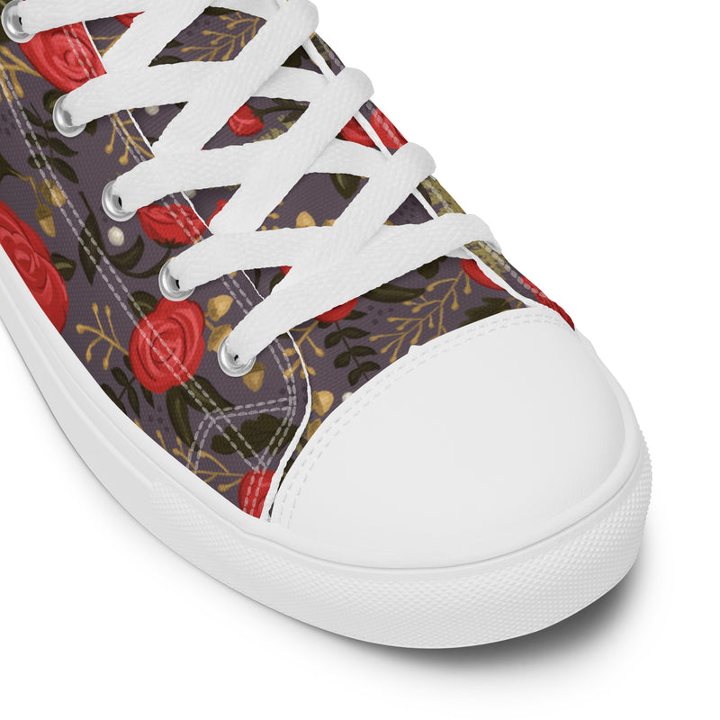 Alpha Gamma Delta Rose Floral High Tops Gray shown in detail view