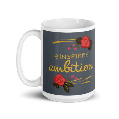 Alpha Omicron Pi Inspire Ambition Glossy Mug in gray shown in 15 oz size