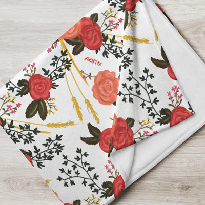 Greek Happy AOII rose floral throw blanket makes your day cozy. 