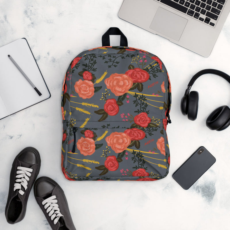 Alpha Omicron Pi Rose Floral print backpack.