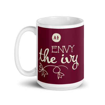 Alpha Phi Envy the Ivy mug in 15 oz size with handle on left