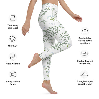 Alpha Phi Floral Print Yoga Leggings, White showing product details