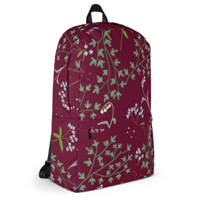Alpha Phi Floral print backpack, side view. 