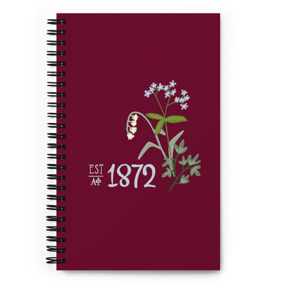 Alpha Phi 1872 Founding Year Spiral Notebook showing hand drawn design