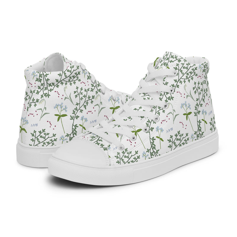 Alpha Phi Lily Floral Print High Tops, White shown side by side