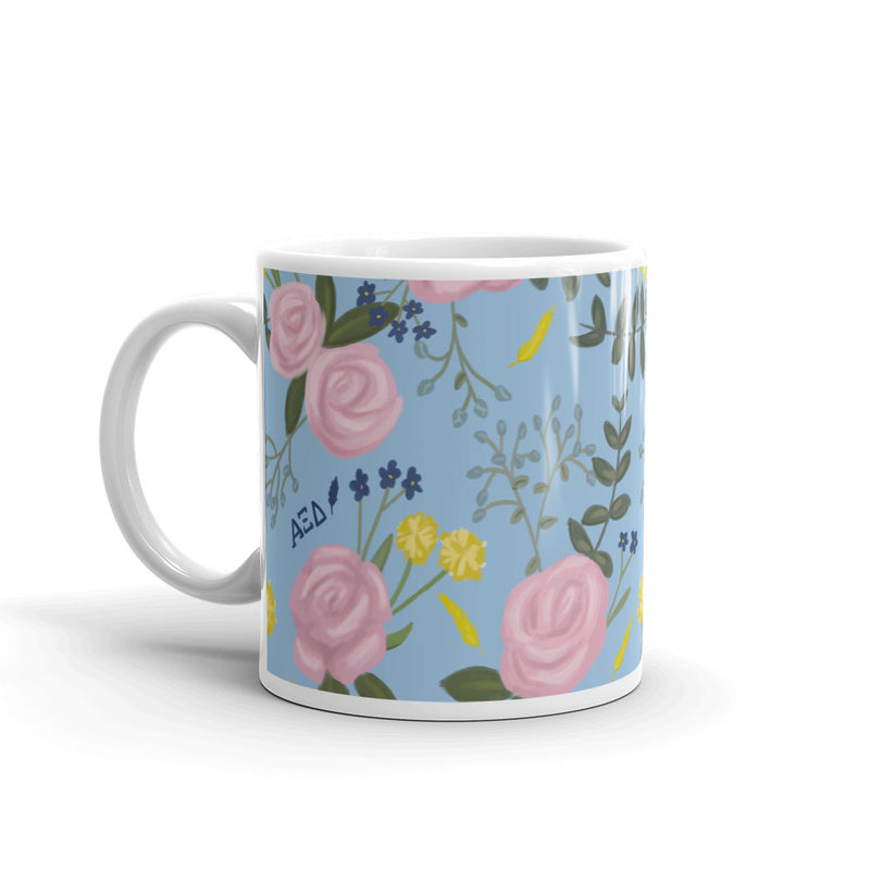 Alpha Xi Delta Sorority Mug in 11 oz size with handle on left