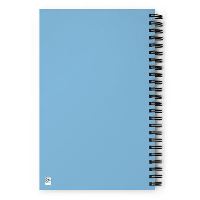 Alpha Xi Delta Pink Rose Print Spiral Notebook showing solid blue back cover
