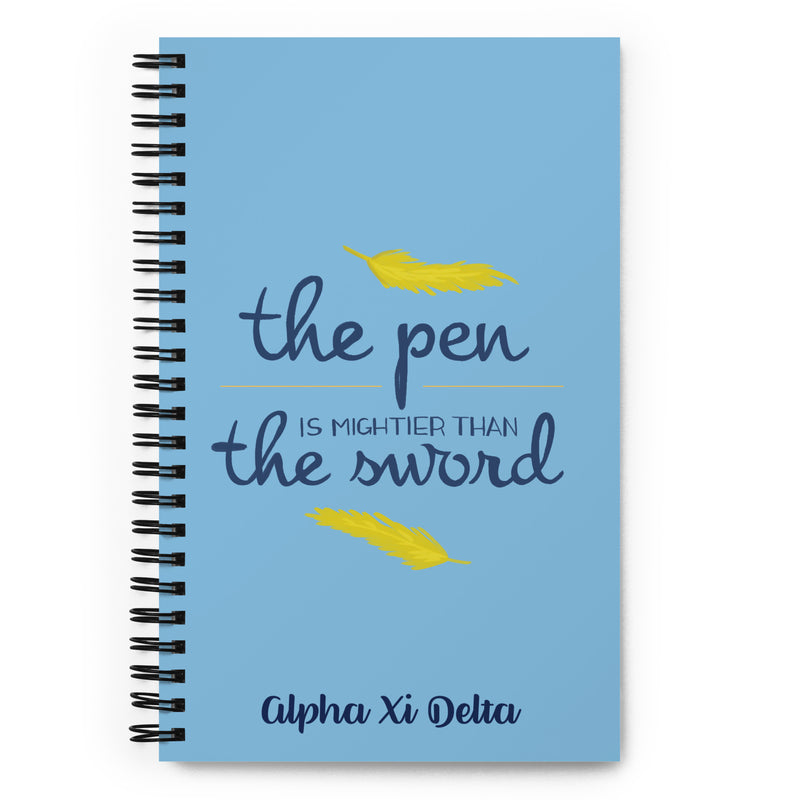 Alpha Xi Delta Pen Is Mightier Spiral Notebook shown in full view