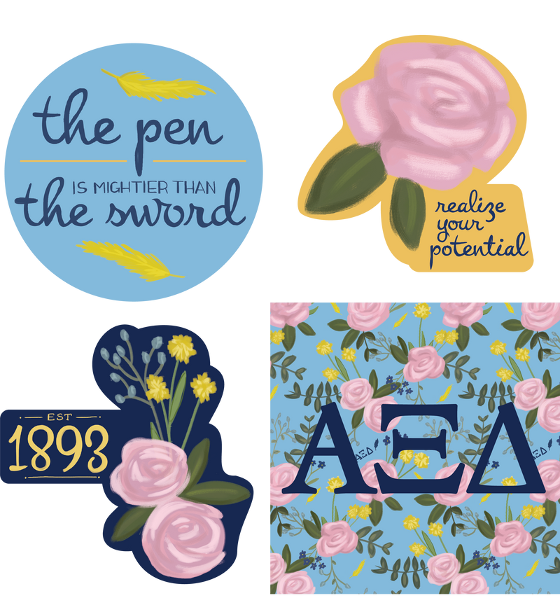 Our Alpha Xi Delta stickers are the perfect way to take your AZD sisters with you wherever you go! 