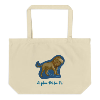 Alpha Delta Pi Sorority Tote Bag in natural oyster color shown flat