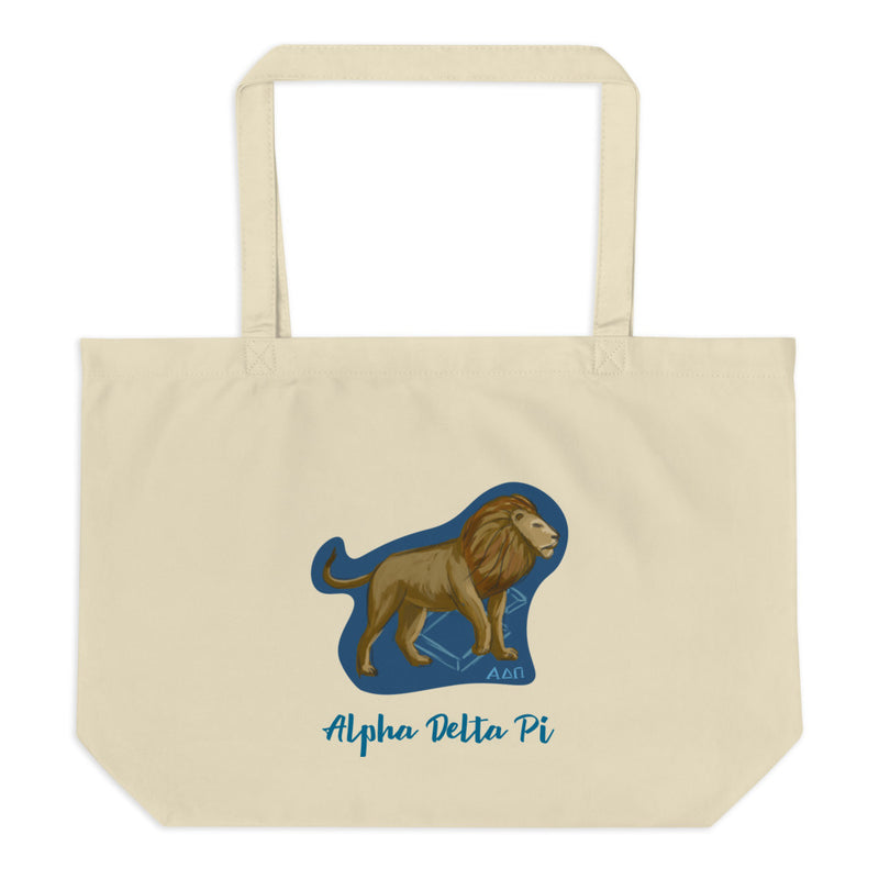 Alpha Delta Pi Sorority Tote Bag in natural oyster color shown flat