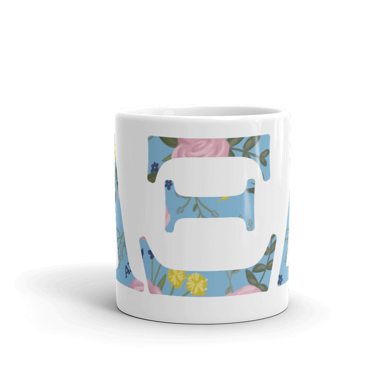 Alpha Xi Delta Greek Letters White Glossy Mug showing print around mug