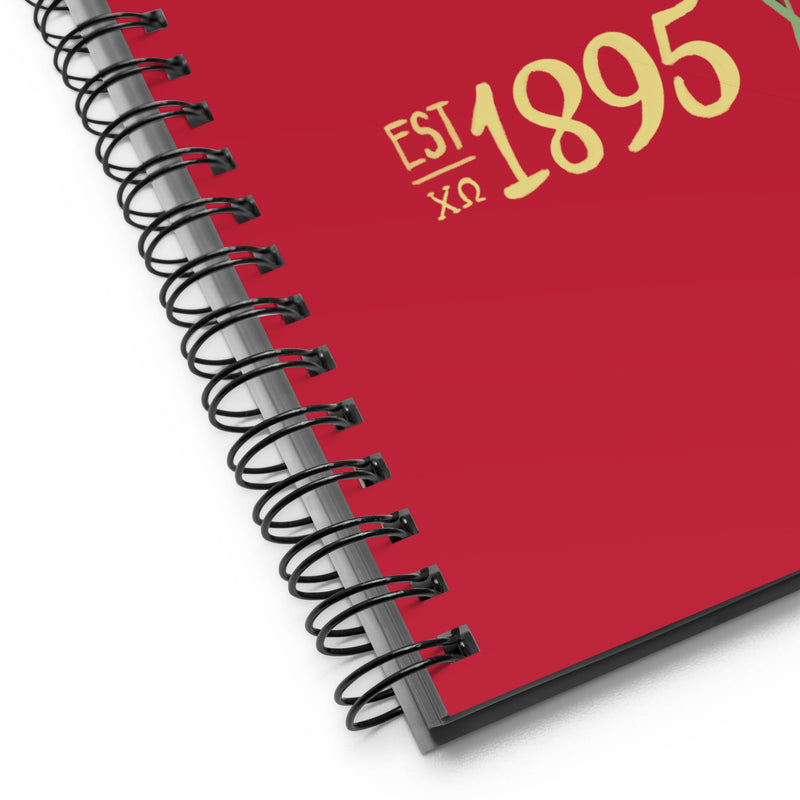 Chi Omega 1895 Founding Date Spiral Notebook shown in detail view