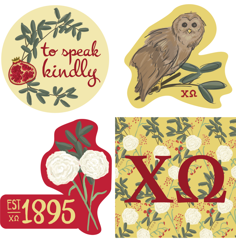 Our Chi Omega stickers are the perfect way to take your ChiO sisters with you wherever you go! 