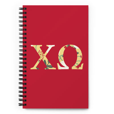Chi Omega Greek Letters Spiral Notebook showing front cover