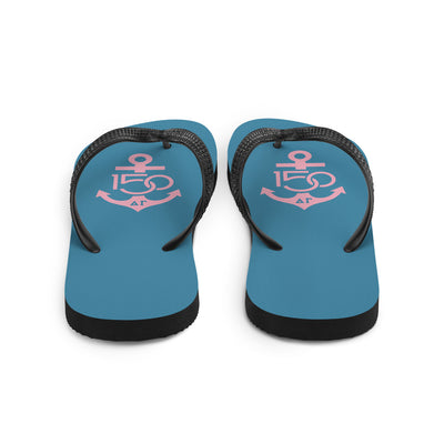 Delta Gamma 150th Anniv. Flip-Flops, Teal and Pink showing rear view