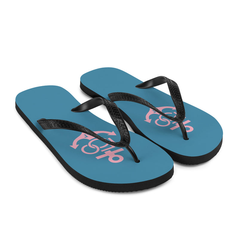 Delta Gamma 150th Anniv. Flip-Flops, Teal and Pink showing side view