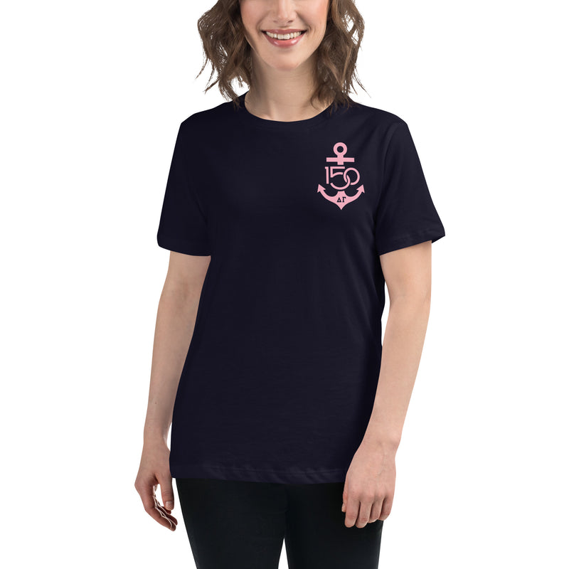 Dee Gee 150th Anniversary Limited Edition Tee, Black with pink logo on model