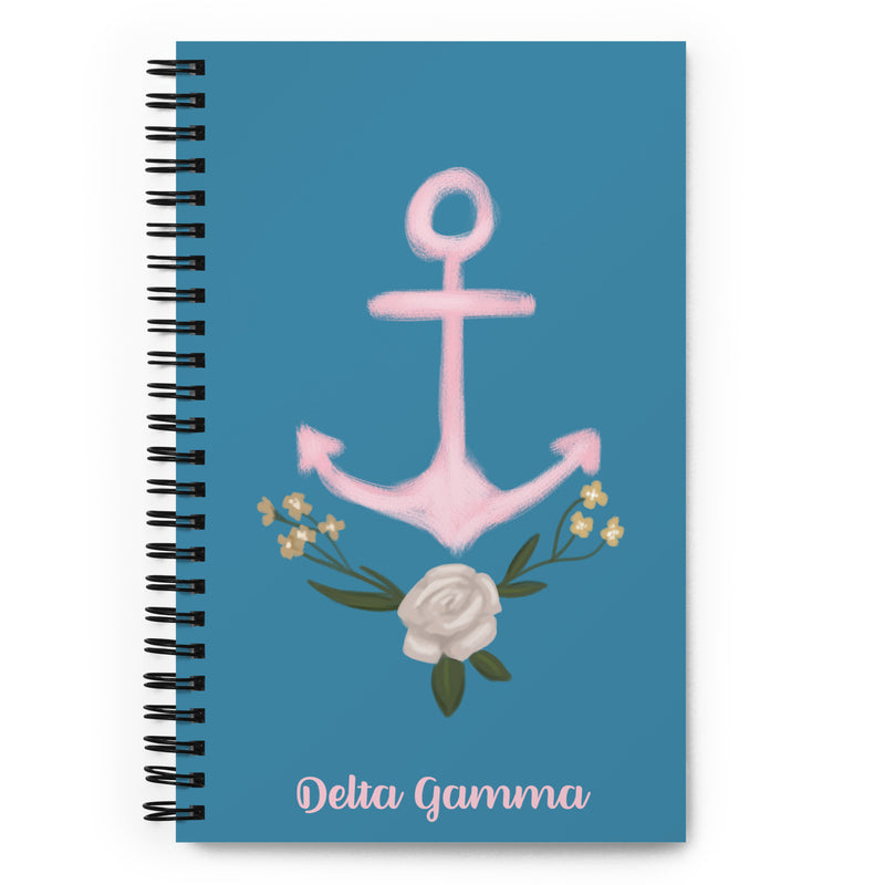 Delta Gamma Pink Anchor Spiral Notebook shown in full size view