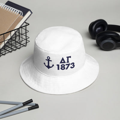 Delta Gamma bucket hat with Greek letters in Navy blue