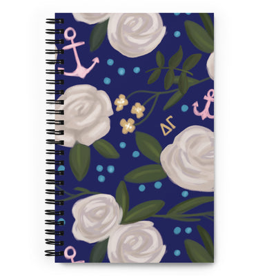 Delta Gamma Rose Floral Print Spiral Notebook shown in full view