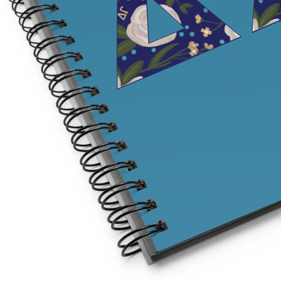 Delta Gamma Greek Letters Spiral Notebook in close up view
