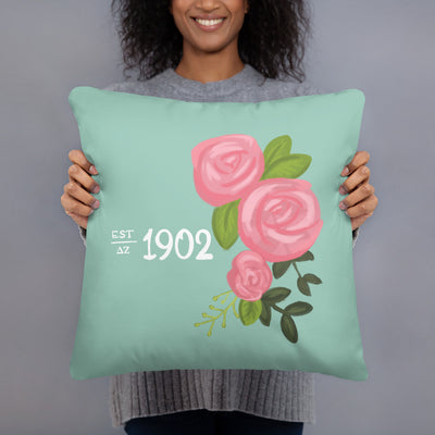 Delta Zeta 1902 Founding Date Pillow in green
