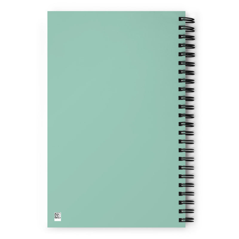 Delta Zeta Pink Killarney Rose Spiral Notebook showing solid green back cover