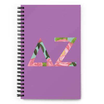 Delta Zeta Greek Letters Spiral Notebook showing front cover
