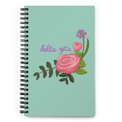 Delta Zeta Pink Killarney Rose Spiral Notebook showing front cover