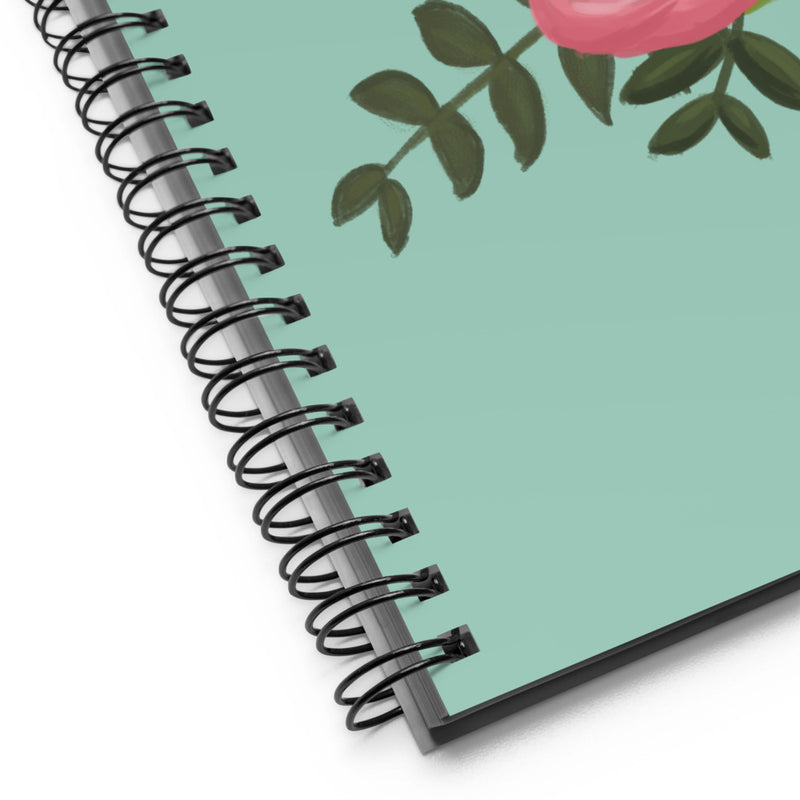 Delta Zeta Pink Killarney Rose Spiral Notebook showing product details