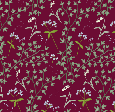 Alpha Phi Bordeaux Floral Print Detail