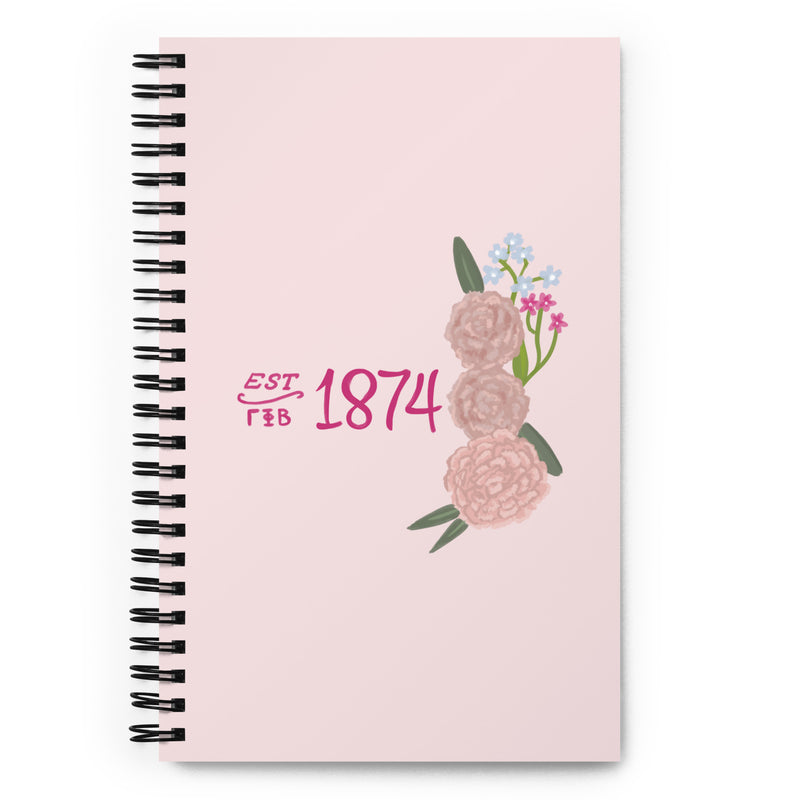 Gamma Phi Beta 1874 Founding Year Spiral Notebook showing front cover