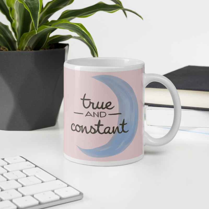 Gamma Phi Beta "True and Constant" Glossy Mug shown in office
