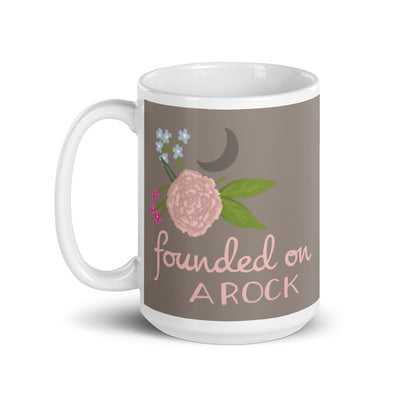 Gamma Phi Beta Founded on a Rock Glossy Mug in 15 oz size in mocha