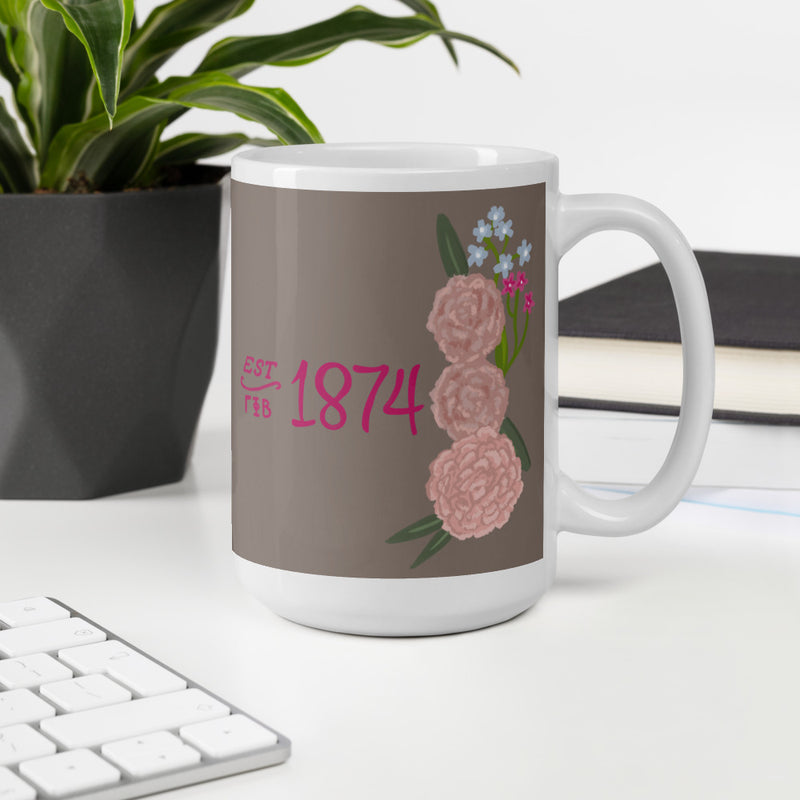 Gamma Phi Beta Founding Date 1874 Glossy Mug shown in 15 oz size
