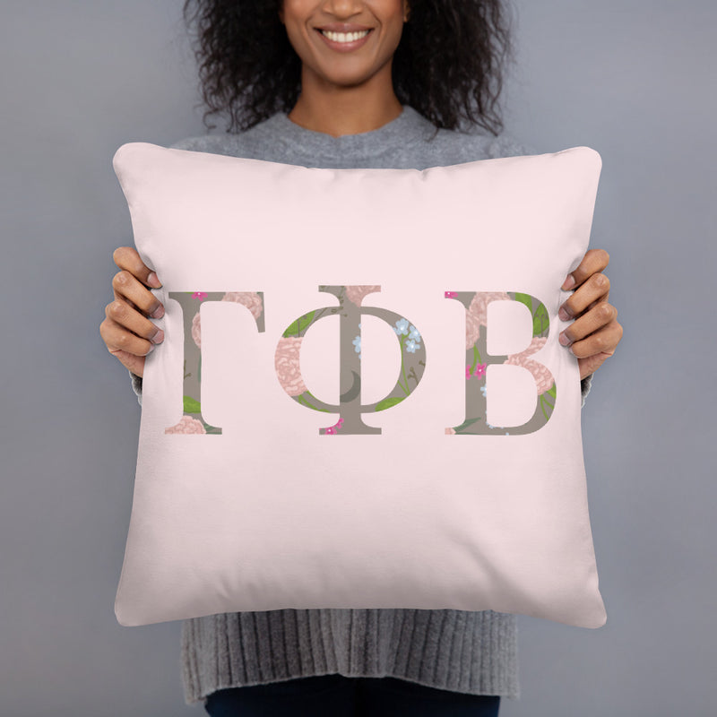 Gamma Phi Beta Greek Letters Pillow in pink