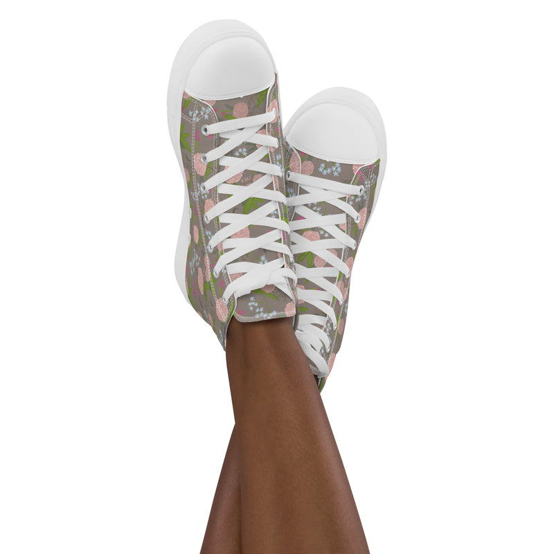 Gamma Phi Beta High Top Canvas Shoes on crossed legs