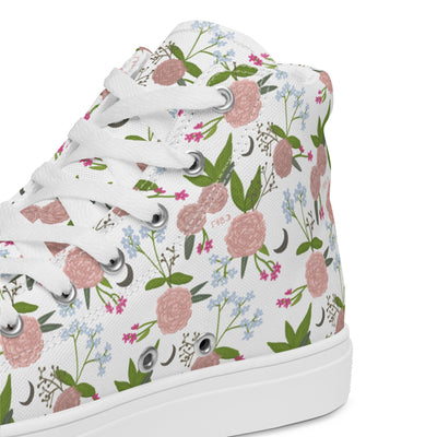 Gamma Phi Beta High Top Canvas Shoes in White showing close up of cute design